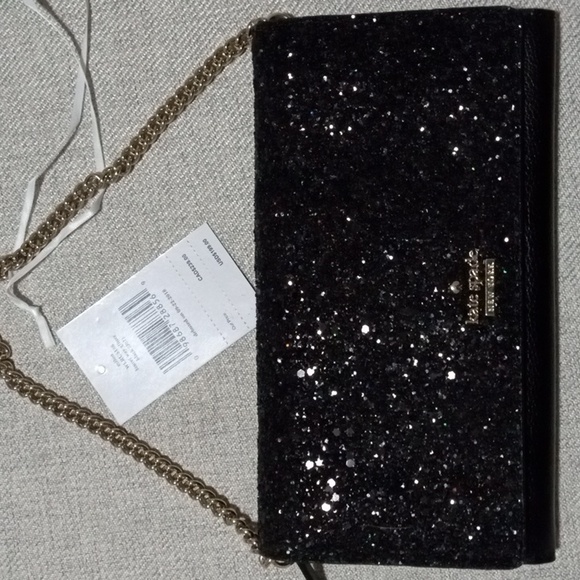 kate spade Bags Kate Spade Black Glitter Wallet With Chain Poshmark